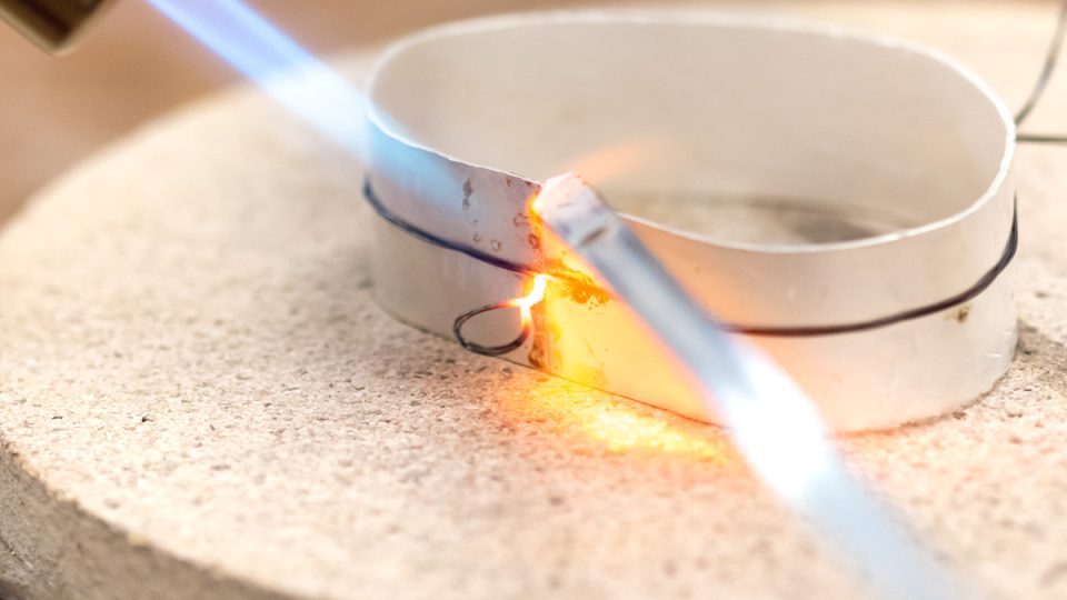 Stick soldering a silver bangle