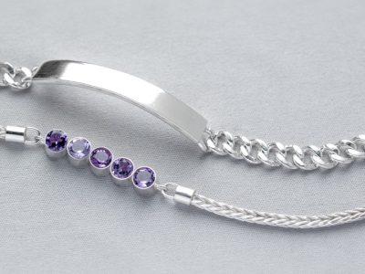 Silver chain ID bracelets