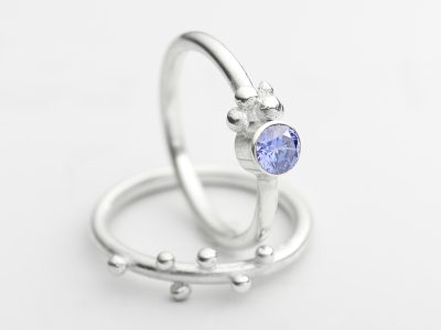 Two silver granule rings made using fusion welding techniques