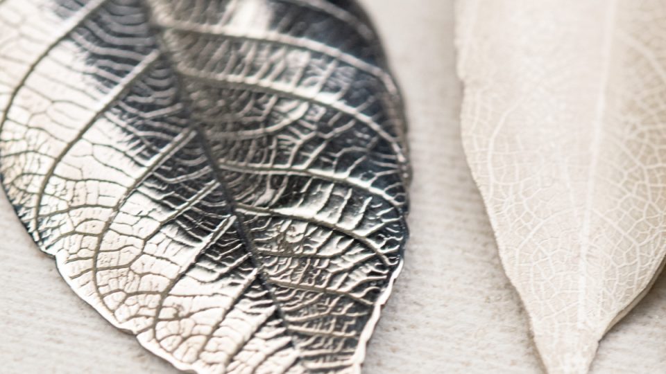 Silver leaf pendant work in progress on our beginner silver jewellery making course